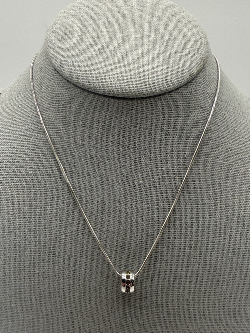 Swarovski Silver Tone Rhinestone Pendant Necklace 16" Signed